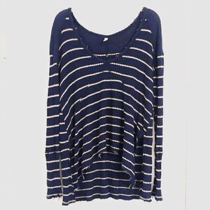 Free People Navy & White Striped Long Sleeve Tunic